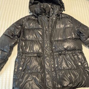 Express Black Puffer Jacket with removable Hood